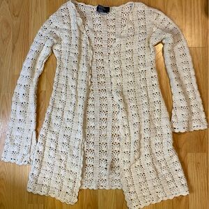 No Boundaries Cream Open-Front Crochet Cardigan
